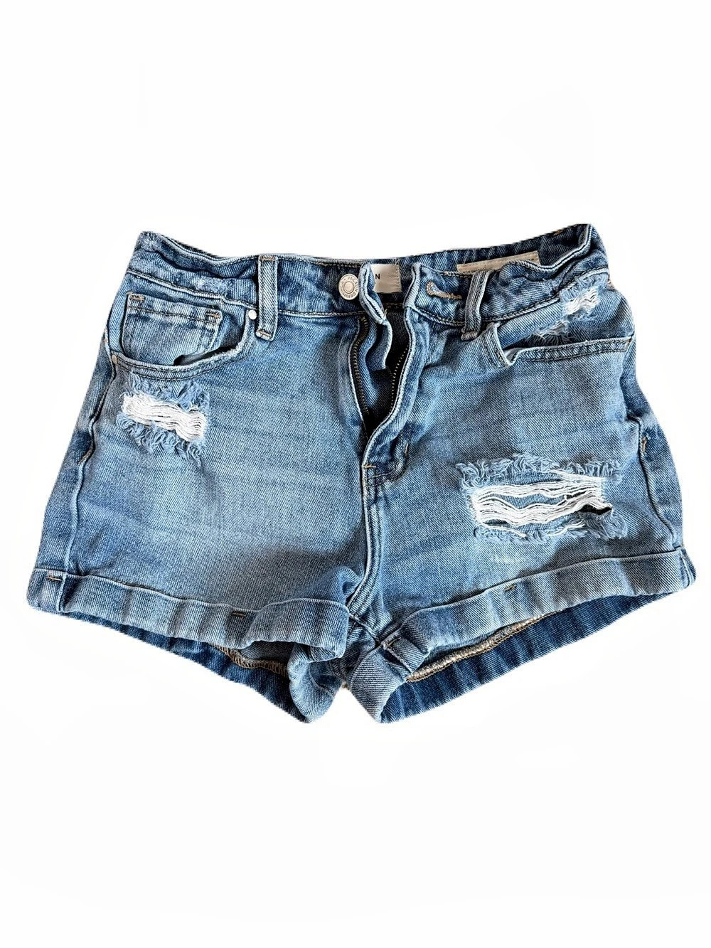 Pacsun Mom Short Distressed Jean Shorts in Blue Waist 25